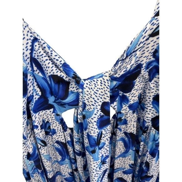 Eloquii Plus Size Blue Floral Sleeveless Open Tie Back Ruffle Hem Maxi Dress 22 - Picture 5 of 5